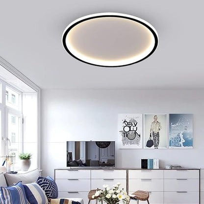 Dimmable LED Ceiling Light Fixture Flush Mount,20 inch Modern Round Recessed Ceiling Lamp with APP Adjustment,Black 55W Close to Ceiling Lighting Living Room Bedroom,3000K-6000K