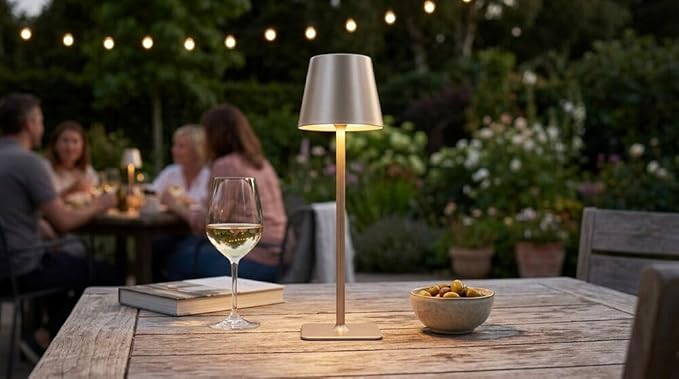 Mikasa Rechargeable LED Table Lamp, 15 Inch Aluminum Touch Control Accent Lamp with Stepless Dimming, 3 Color Temperatures, 5000mAh Battery, Up to 30 Hours Runtime, Home Decor Lamp for Living Room