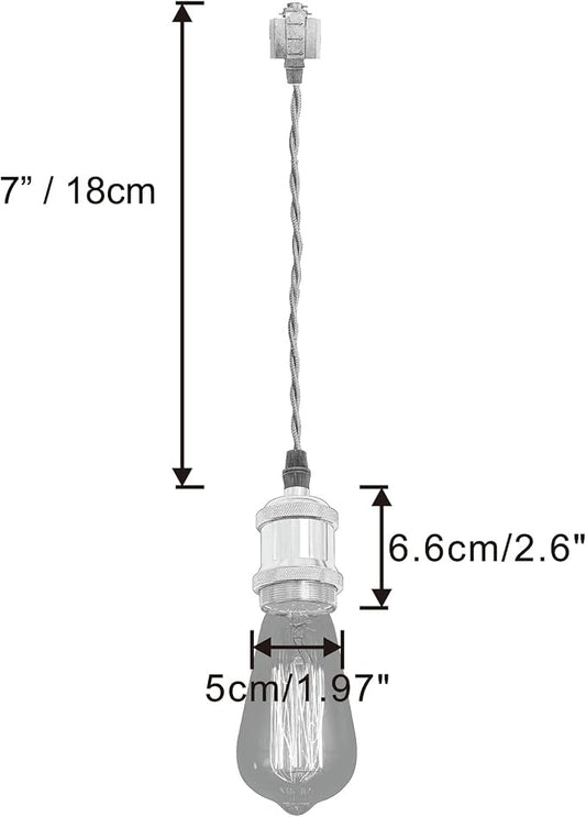 Kiven H-Type Wire Track Light Pendants, 7 Inch Cord Length Black Weave Rope, 3 Pack Decorative Pendant Light Industrial Factory Pendant Lamp 3 Pack,Bulb Not Included（Copper Red）