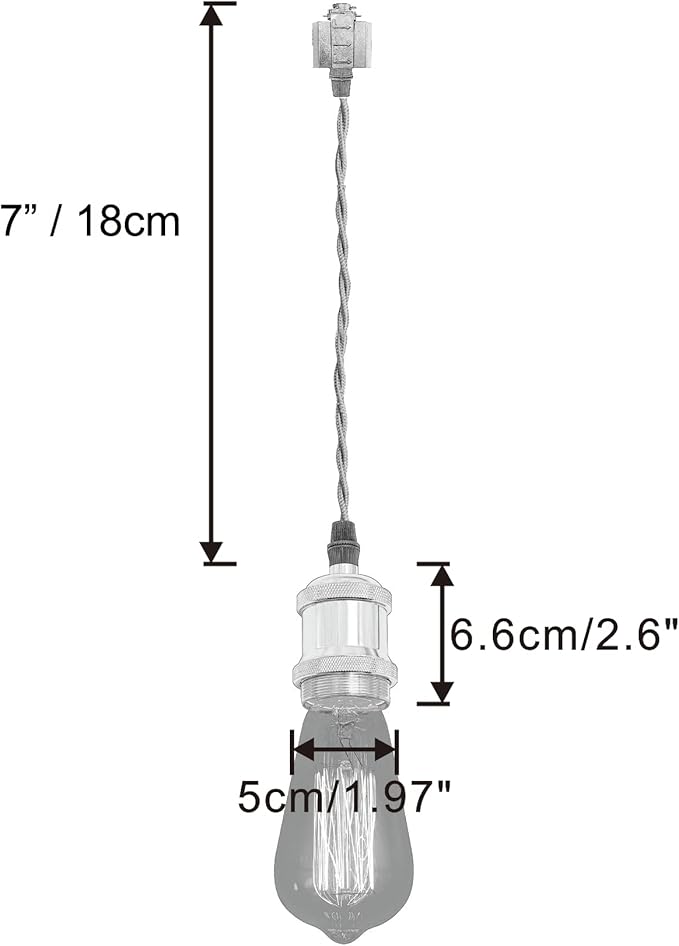 Kiven H-Type Wire Track LightPendants, 7 Inch Cord Length Black Weave Rope, Restaurant DecorativePendant Light Industrial Pendant Lamp 3 Pack,Bulb Not Included（Matte Black）