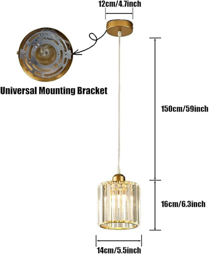 LightInTheBox 3Pcs Crystal Pendant Light Small Gold Pendant Light Modern Adjustable Chandelier Ceiling Light Fixture for Kitchen Island Bedside Cafe Restaurant (3 Color Changing)