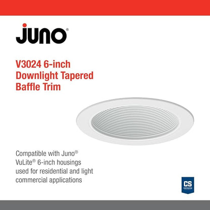Juno VuLite 6 Inch Recessed Light Trim, Air-Loc and Wet Rated Recessed Lighting Trim for New Construction and Remodel, Conical Downlight Baffle Trim, Fits IC23, IC22, IC22R Can Light Housings