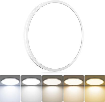 hepside 1Pack LED Flush Mount Ceiling Light Fixture, 13Inch 24W, Dimmable&3000K/3500K/4000K/5000K/6500K Adjustable Low Profile Ceiling Lights, Round Flat Ceiling Light for Kitchen,Hallway-White