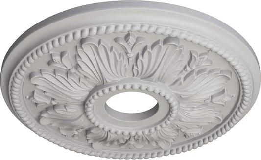 Ekena Millwork CM18ED1UWF Edinburgh Ceiling Medallion, Ultra Pure White