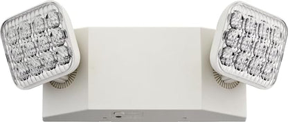 Lithonia Lighting Basics LED Emergency Light, Emergency Lighting with Dual Adjustable LED Lamp Heads, Wall Mount, Damp Location Rated, 90-Minute Backup, 120/277V, White (EU2C M6)
