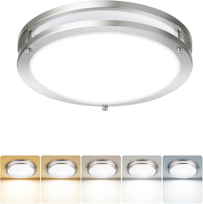 16IN Double Ring Flush Mount Ceiling Lights, 24W, 1900LM,with 5CCT 2700K-5000K Adjustable, Dimmable LED Ceiling Light Fixtures for Hallway, Bedroom, Kitchen, ETL Listed - 1PK
