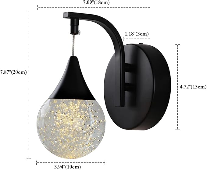 Modern Bubble Wall Light, 5W Led Wall Sconce Lamp for Bedroom Living Room Hallway, 3300k Warm White | Dimmable | Matte Black
