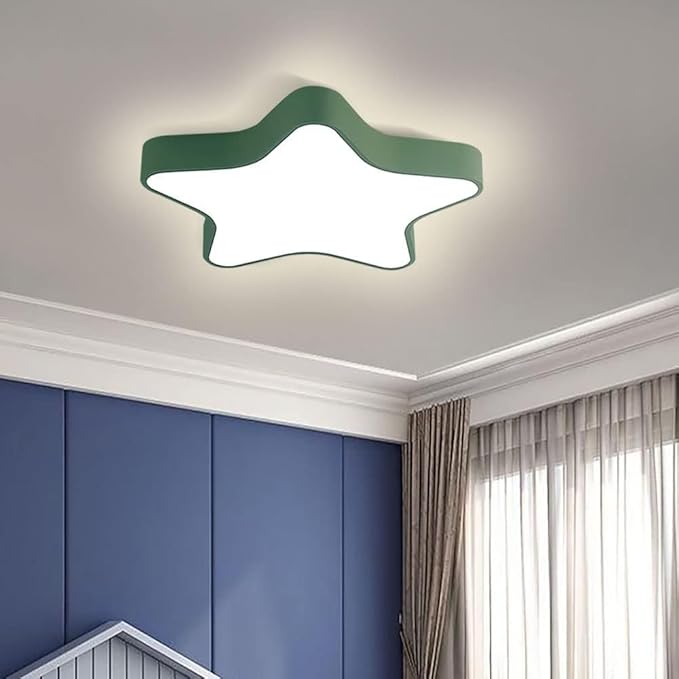 LED Ceiling Light Fixture, 12 Inch Modern Pentagram Recessed Ceiling Lights, Dimmable Light 3000K-6000K,12W Ceiling Lamp Green Close to The Ceiling Lighting Flush Mount for Berroom Living Room