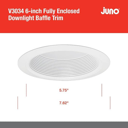Juno VuLite 6" Recessed Light Trim, Air-Loc and Wet Rated Recessed Lighting Trim for New Construction and Remodel, Fully Enclosed Downlight Baffle Trim, Fits IC23, IC22, IC22R Can Light Housings