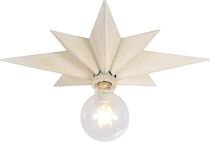 16 inch Flush Mount Ceiling Light, Modern Farmhouse White Star Ceiling Light, Vintage Star Light Fixtures Ceiling for Hallway, Entryway, Study Room, Bedside, Stair, Foyer, Kitchen, Bathroom