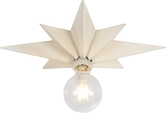 16 inch Flush Mount Ceiling Light, Modern Farmhouse White Star Ceiling Light, Vintage Star Light Fixtures Ceiling for Hallway, Entryway, Study Room, Bedside, Stair, Foyer, Kitchen, Bathroom
