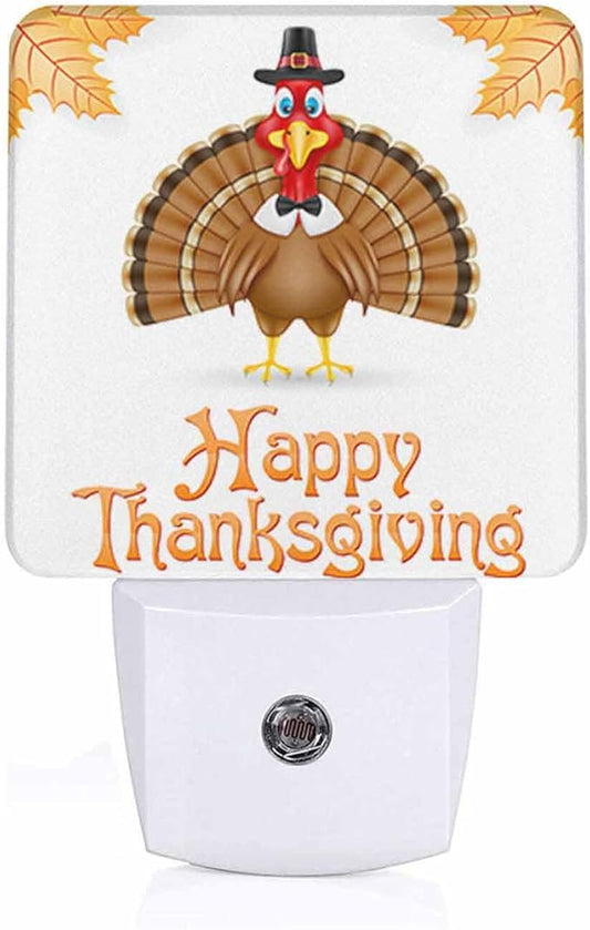 LED Night Light Plug into Wall with Dusk to Dawn Light Sensor White Energy Efficient Thanksgiving Turkey Bird White Nightlight for Bedroom Bathroom Hallway Living Room Kitchen