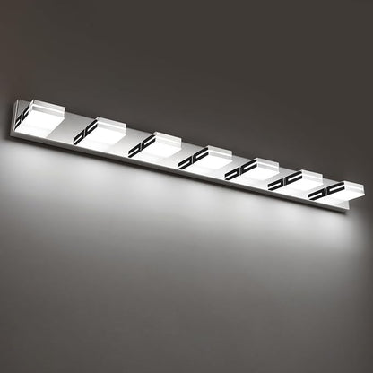 SineRise LED Modern Bathroom Vanity Light Fixtures (7-Light, 55-Inch), Chrome Modern Acrylic Bathroom Wall Lighting Fixtures Over Mirror (Cool White 6000K)