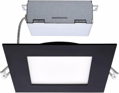 Satco CCT Selectable LED Slim-Fit Flat Lens Downlight with Remote Driver, 6 Inch Square, Black