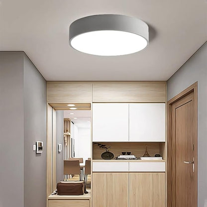 LED Ceiling Light Fixture,12 Inch Modern Round Recessed Ceiling Lights,3000K-6000K Ceiling Lamp Dimmable Light,Grey 18W Close to Ceiling Lighting Flush Mount Living Room Bedroom