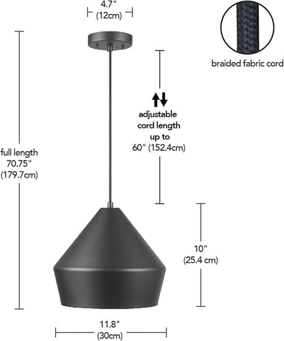 Globe Electric 65841 Amara 1-Light Pendant Lighting, Matte Black, Gold Interior, Bulb Not Included