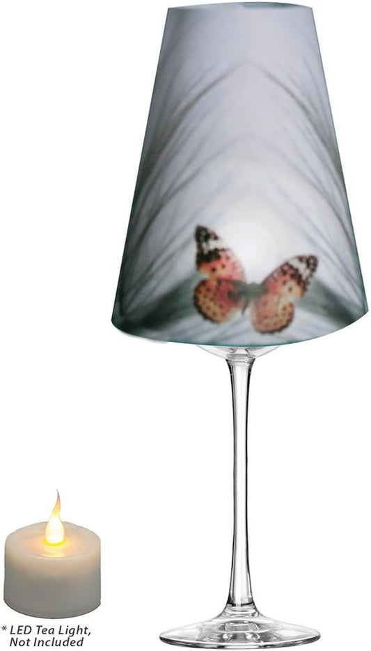 Royal Designs Vellum Tea Light Paper Wine Glass Lampshade, Orange Butterfly, Set of 20 (TLS-1004A-20)