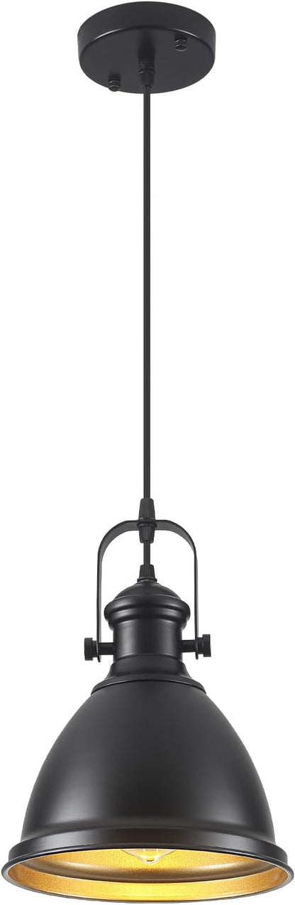 Farmhouse Pendant Lights Kitchen Island, 8.6 inches Matte Black Pendant Light Fixtures, Modern Kitchen Pendant Lighting, Industrial Light Fixture for Kitchen Island Dining Room, 1 Pack