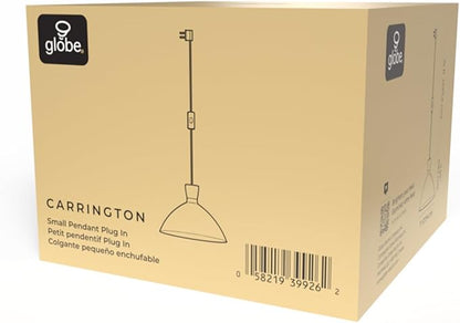 Globe Electric 1-Light Plug-in Pendant Light, Matte Black Shade with Brass Interior, in-Line Switch, Modern Kitchen Island or Living Room Lighting