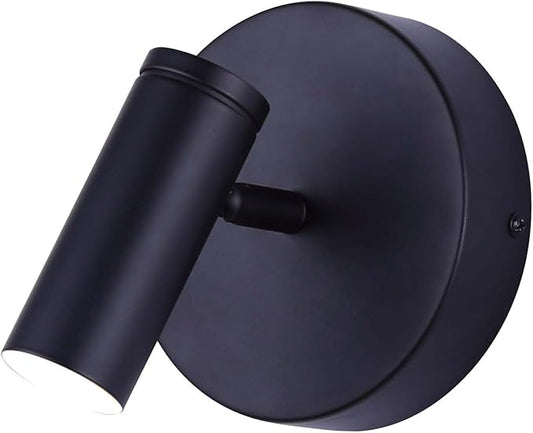 Canarm Kelby Modern Matte Black LED Wall Sconce – 6W Integrated Dimmable Light, 250 Lumens, 3000K, Directional Head, Minimalist Wall or Ceiling Fixture