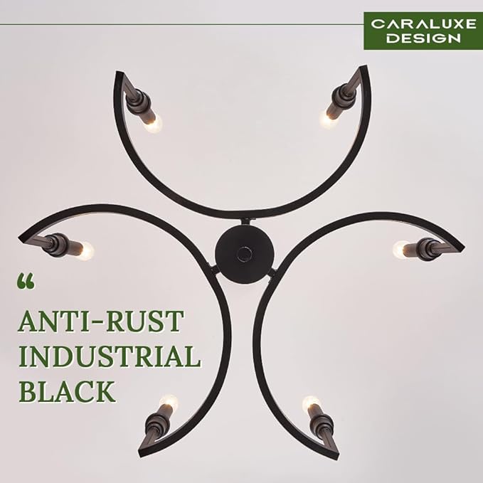 Black Chandelier Light Fixture 6-Light Chandelier for Dining Room Kitchen Chandeliers Over Table Candle Chandeliers for Kitchen Island, Bedroom, Foyer, 26in