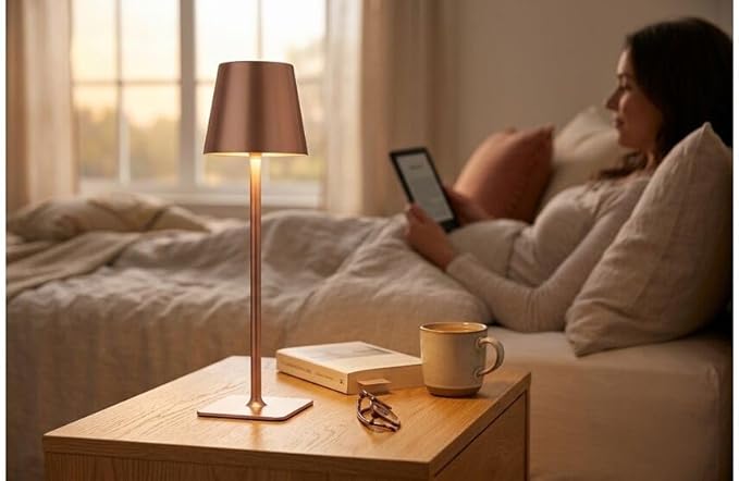 Mikasa Rechargeable LED Table Lamp, 15 Inch Cordless Accent Lamp with Touch Control Dimming, 3 Color Temperatures, 5000mAh Battery, Up to 30 Hours Runtime, Pink, Home Decor Lamp for Living Room