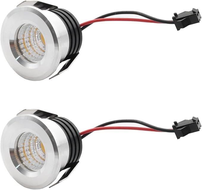 5 Pack 3W Mini LED Recessed Lighting, 1 Inch Recessed LED Lights, Under Cabinet Lighting Under Cabinet Lights 300LM 3000K Warm White AC 120V Lights with Driver Power (Warm White/Silver, 3W/5 Pack)