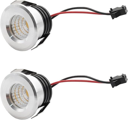 5 Pack 3W Mini LED Recessed Lighting, 1 Inch Recessed LED Lights, Under Cabinet Lighting Under Cabinet Lights 300LM 3000K Warm White AC 120V Lights with Driver Power (Warm White/Silver, 3W/5 Pack)