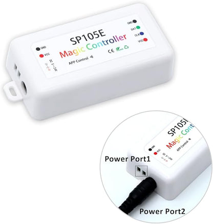 2-Pack SP105E LED Controller, Ws2812b Led Bluetooth Controller for Ws2811 SK6812 APA102 Smart IC Lights, DC5-24V Addressable LED Pixel Controller with 100+ Effects
