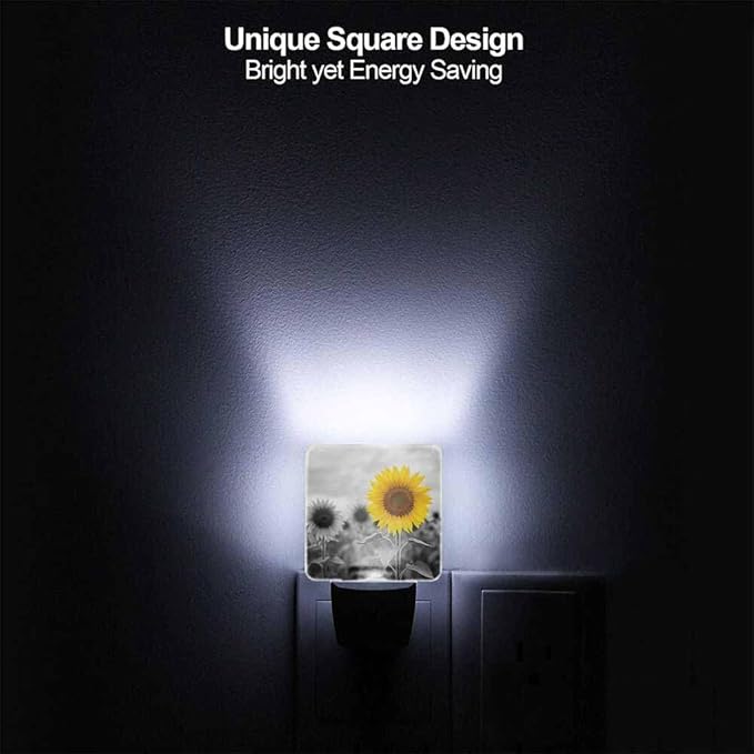 Sunflower Night Light Flowering Plant Leaves LED Night Lights Plug into Wall for Stairway Hallway Bedroom 0.5W Nightlight