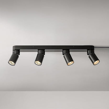 Globe Electric Plug-in Track Lighting, 4-Light Adjustable Track Bar, Matte Black 24-Inch Fixture with 15-Foot Cord, Modern Ceiling Light for Apartments & Rentals