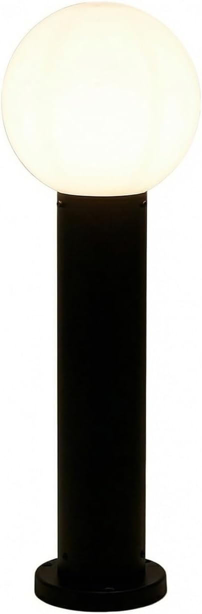 23.6" Outdoor Post Light, Modern Outside Bollard Light with Opal Glass Globe, Black Aluminum Pathway Lamp Post Light for Walkway Driveway Patio Garden, Hardwired, E26 Bulb Not Included