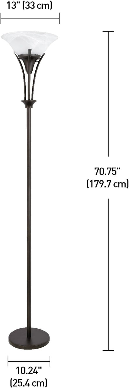 Globe Electric 63361 Gatineau 71" Dark Bronze Floor Lamp with Alabaster Glass Shade