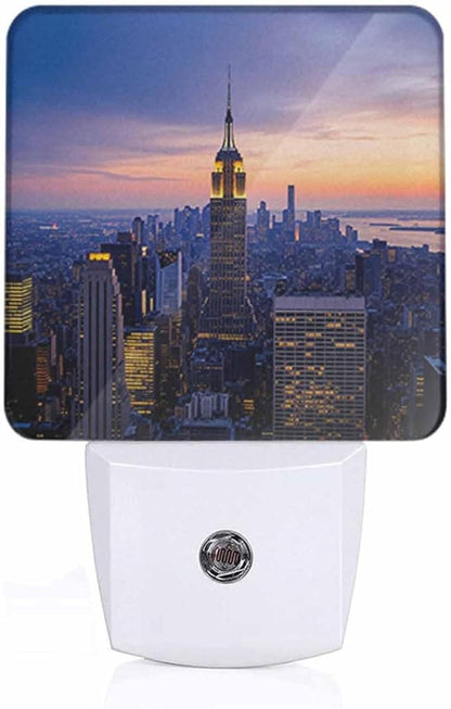 New York City LED Night Lights Plug into Wall Skyscrapers at Sunset 0.5W Plug in Night Light, Dusk to Dawn, Bright Nightlight Auto On/Off, for Room Bedroom Bathroom