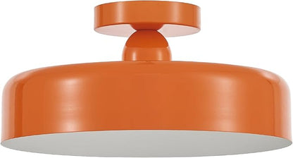 VILUXY Vintage Semi-Flush Mount Ceiling Light Fixture Orange Brush Paint Finish Round Ceiling Lamps for Bedroom, Dining Room, Corridor, Living Room