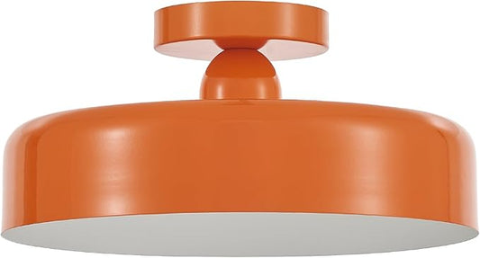 VILUXY Vintage Semi-Flush Mount Ceiling Light Fixture Orange Brush Paint Finish Round Ceiling Lamps for Bedroom, Dining Room, Corridor, Living Room