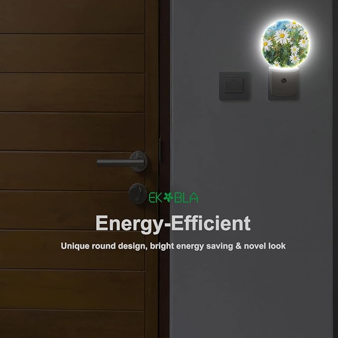EKOBLA Daisy Plug-in Night Light, Spring Garden White Daisy LED Nightlight for All Ages, 0.5W Sleep Friendly