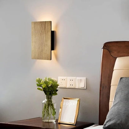 Wall Lights for Living Room with Switch,Nature Wood Wall Lamp in Modern Design,Vintage Led Wall Sconce Up and Down Indoor for Bedroom,Hallway,Hotel,Retro Night Lamp Warm White,8w,1pack