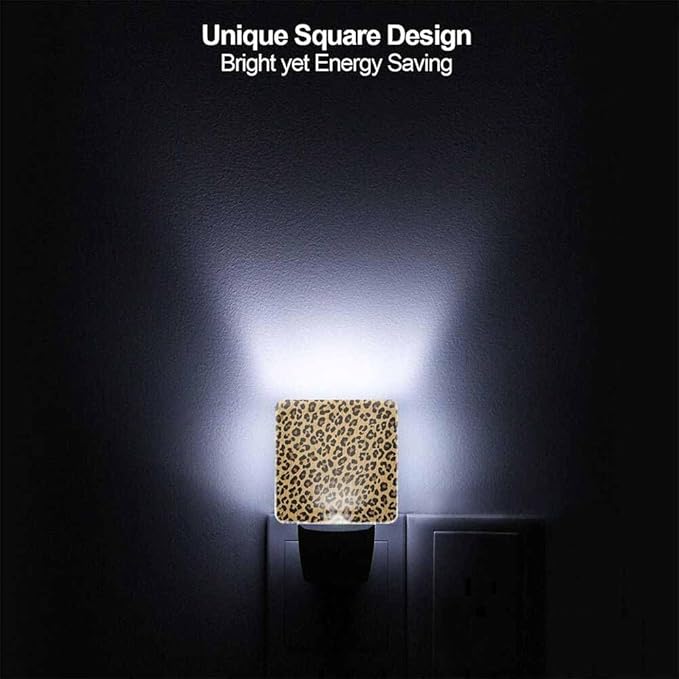Leopard Print Night Light Animal Print LED Night Lights Plug into Wall for Stairway Hallway Bedroom 0.5W Nightlight