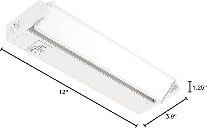 GETINLIGHT 12-inch Swivel LED Under Cabinet Lights, Glass Lens, Selectable White 2700K/4000K/5000K, Dimmable with Wall Dimmers, White Finish, IN-0202-1-WH