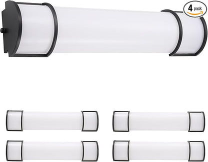 ASD LED 24" Vanity Flush Mount Light Fixture, Linear Bathroom Lighting Bar | 3CCT, Dimmable, Energy Star, ETL Listed | 25W 1950LM 3000-5000K 120V | Long Bath Wall Sconce Over Mirror | Black, 4 Pack