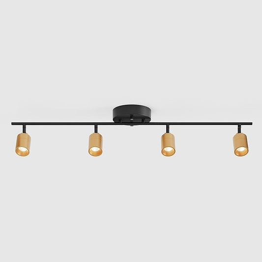 Shura Black & Brass 4-Light Track Light with Adjustable Heads, Integrated LED Bulbs, 3 ft. Track Lighting Kit Ceiling Light, 3000k, 2240 Lumens
