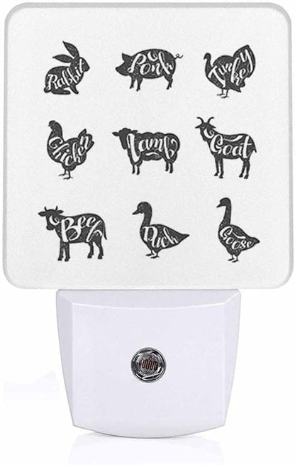 LED Night Light Plug into Wall with Dusk to Dawn Light Sensor White Energy Efficient Turkey Chicken Farm Animal Nightlight for Bedroom Bathroom Hallway Living Room Kitchen