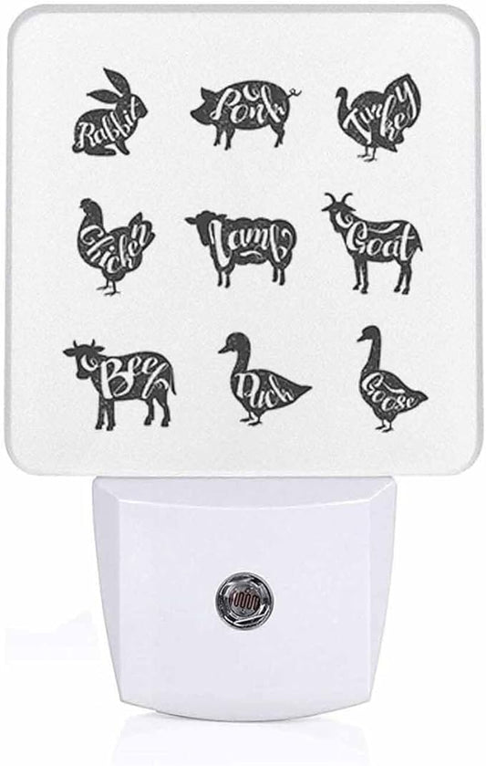 LED Night Light Plug into Wall with Dusk to Dawn Light Sensor White Energy Efficient Turkey Chicken Farm Animal Nightlight for Bedroom Bathroom Hallway Living Room Kitchen