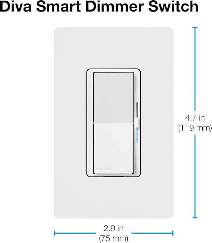 Lutron Diva Smart Dimmer Switch with Wallplate and Pico Smart Remote for Caseta Smart Lighting, Works w/ Alexa, Apple Homekit, Google Home (Hub Required), No Neutral Required, White