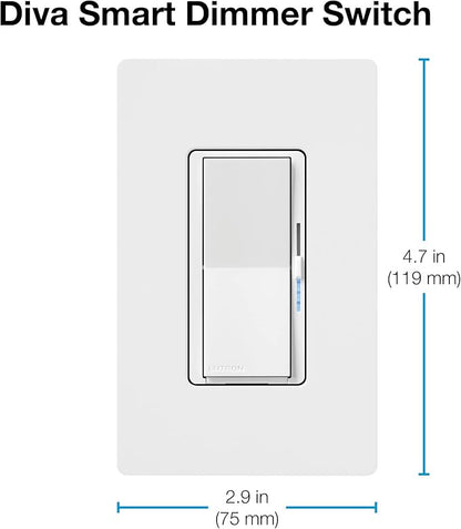 Lutron Diva Smart Dimmer Switch with Wallplate and Pico Smart Remote for Caseta Smart Lighting, Works w/ Alexa, Apple Homekit, Google Home (Hub Required), No Neutral Required, White