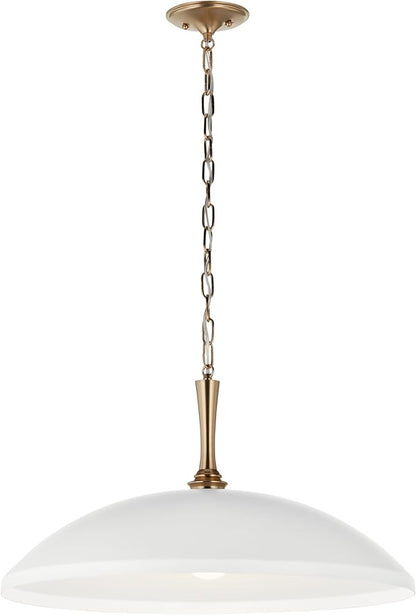 Kichler Delarosa 1-Light Pendant Light Fixture, Updated Traditional Hanging Lamp with White Shade and Champagne Bronze Hardware for Kitchen Island, Dining Room, or Hallway (12.75" x 24.25"), 52637WH