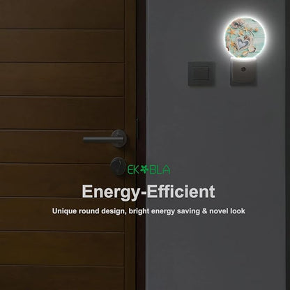 EKOBLA Beach Plug-in Night Light, Seashell & Starfish on Wood Coastal LED Nightlight with Auto Sensor for Bathroom & Home Decor