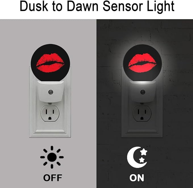 Red Lip Woman Night Light Plug-in Sleep Lamp Led Dusk to Dawn Night Light for Bedroom