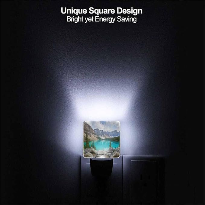 Mountains Forests and Lakes Night Light Autumn Mountain Scenery Plug into Wall with Dusk to Dawn Light Sensors 0.5W Warm Nightlights for Bedroom Bathroom Hallway